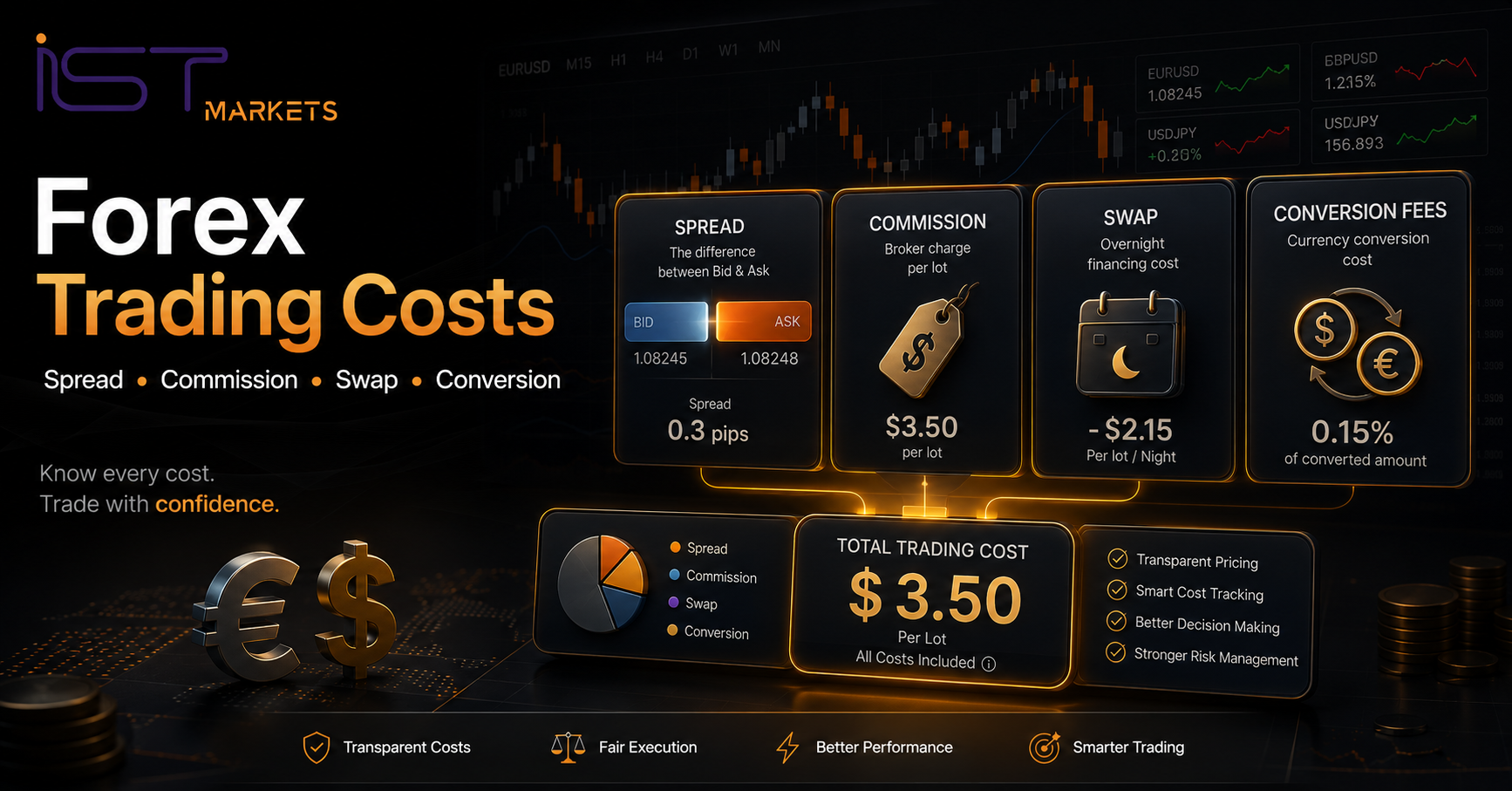 Trading Costs in Forex: Spread, Commission, Swap and Conversion Fees Explained