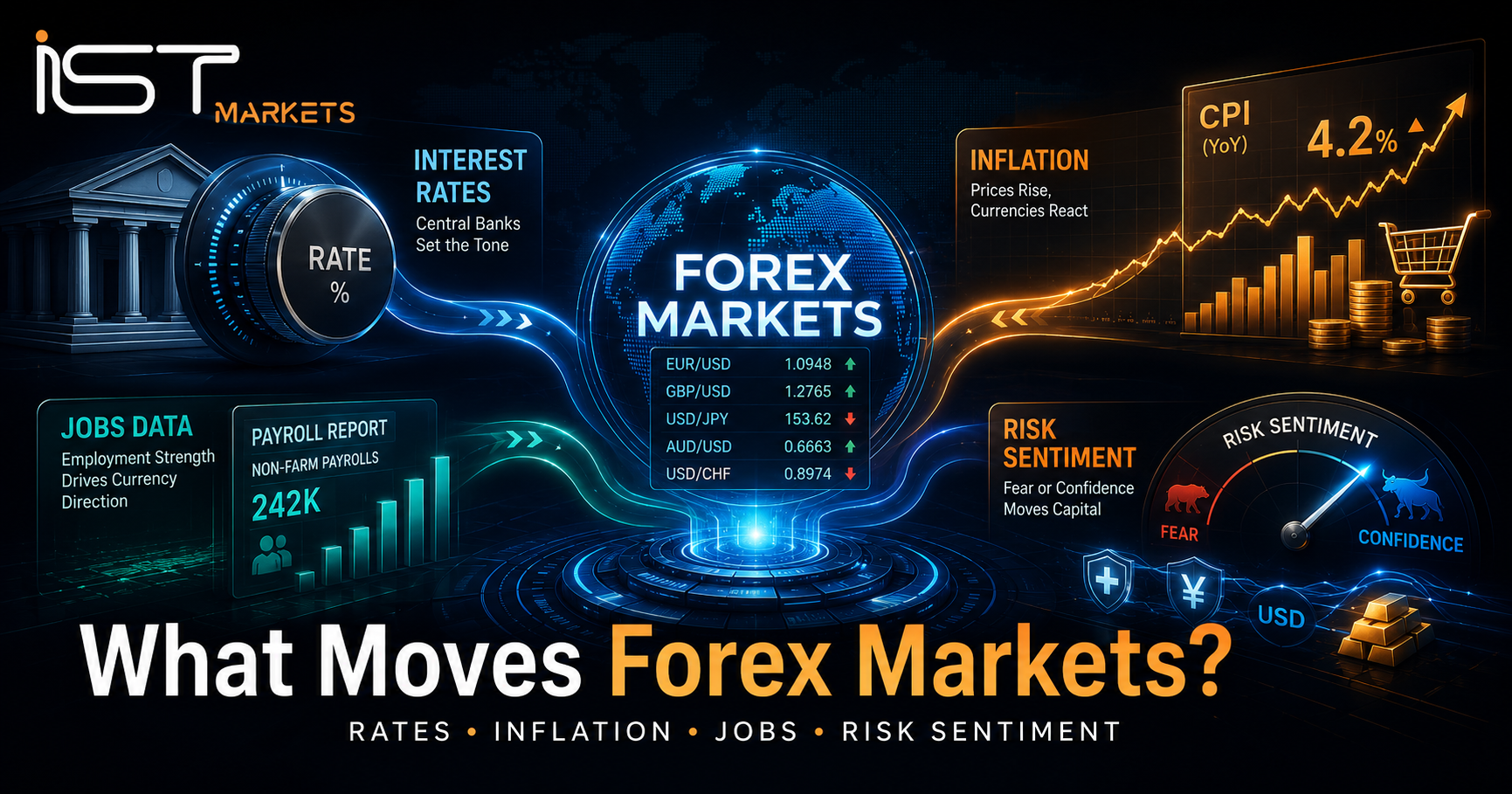 What Moves Forex Markets? Interest Rates, Inflation, Jobs Data and Risk Sentiment